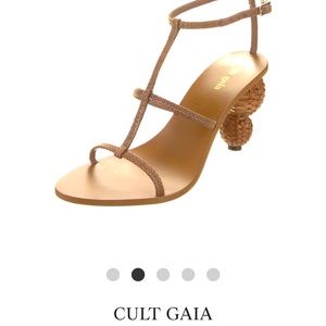 Cult Gaia T-Strap Leather Sandal with sculptural heel. Women’s Size 9. EUC.